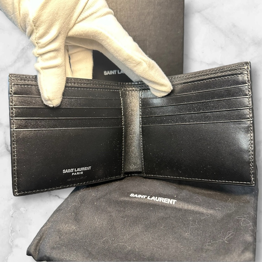 NWT Saint Laurent Men’s Black Leather Wallet - Picture 3 of 5